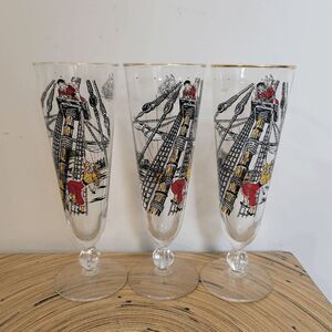 Libby Treasure Island Pilsner Beer Glasses Clear 8.75" Height ONLY 2 Available